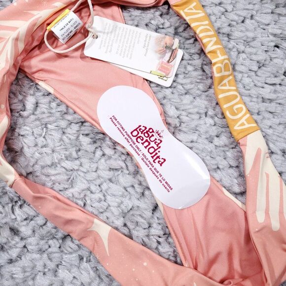 Agua Bendita Avy Maniera Bikini Swim Bottom Pink Yellow Sun Moon Size XL - Picture 4 of 7